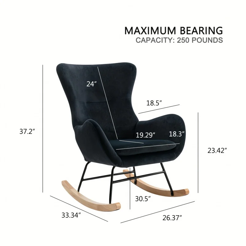 Swing Armchair with High Backrest and Armrest,Fabric Baby Rocking Chair,Suitable for Baby Room 、 Living Room 、 Bedroom