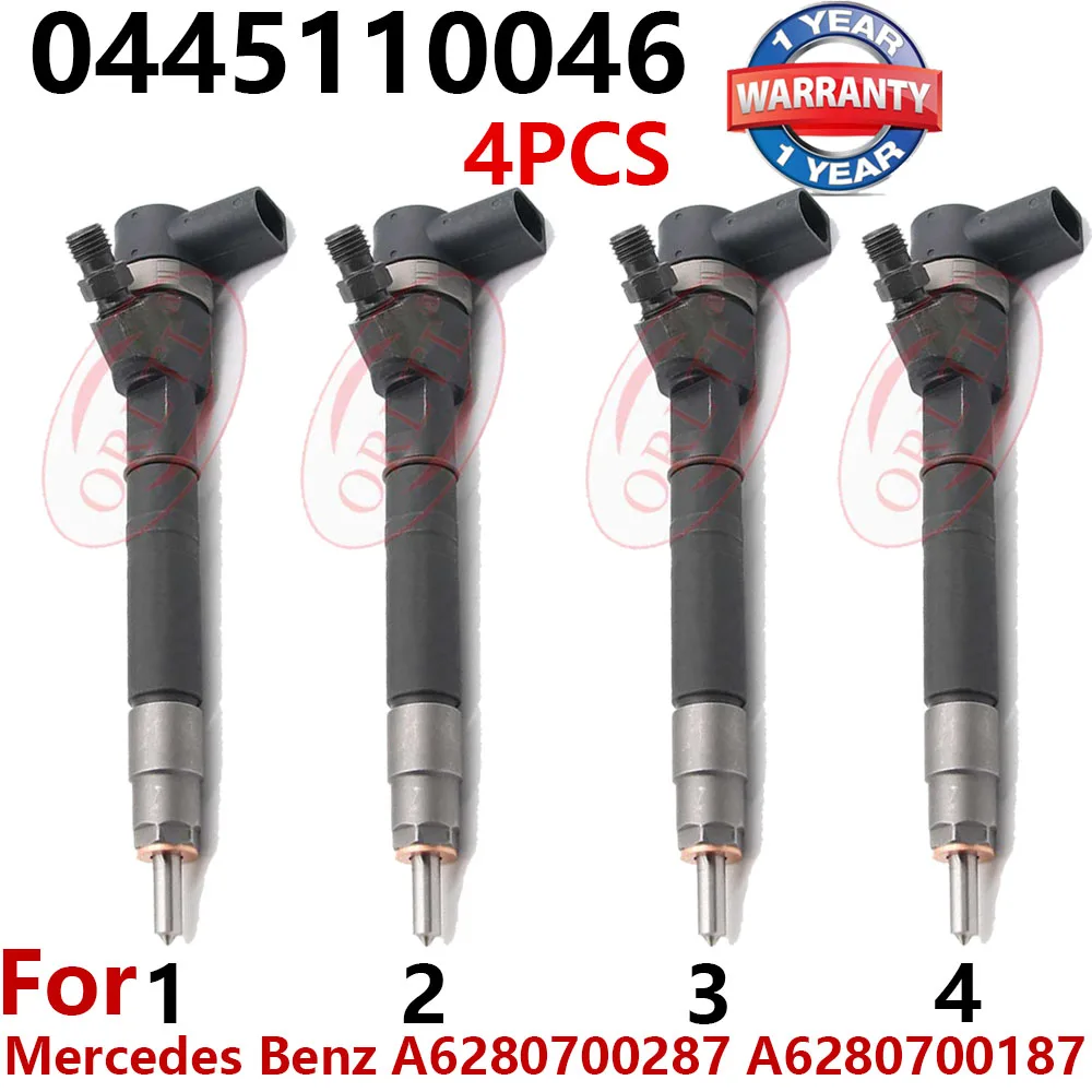 0445110046 Fuel Injector 0 445 110 046 Diesel Nozzle 6280700287 For Mercedes Benz A6280700287 A6280700187 6280700187 4PCS