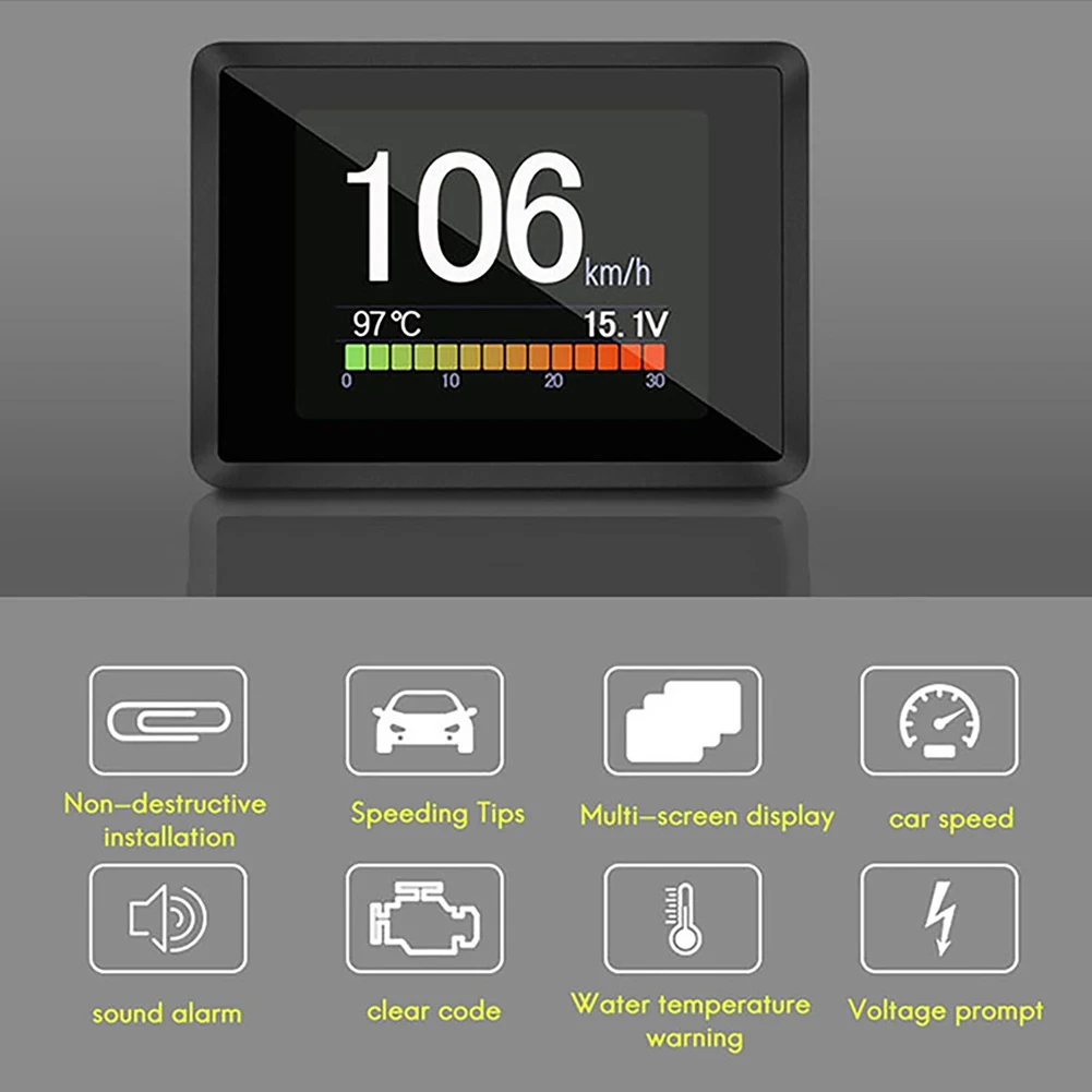 

Car HUD Head-up Display OBD Speed Fuel Consumption Water Temperature Voltage Speeding Alarm HD Head-up Display