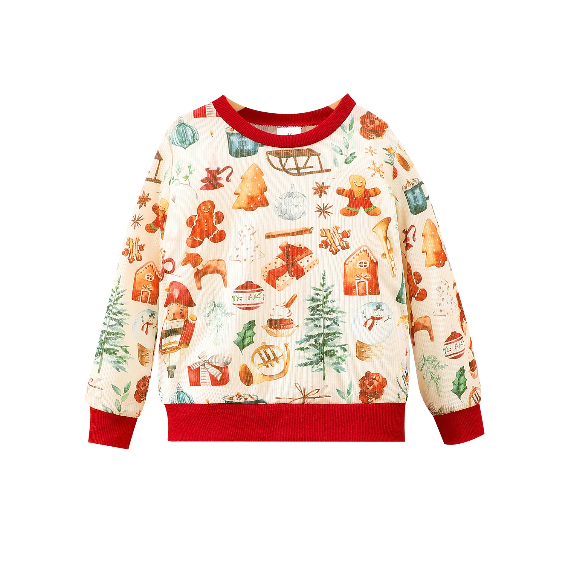 Kinder Frühling/Herbst Langarm gestreifte Weihnachts ferien Cartoon gedruckt Hoodie Top für Jungen und Mädchen 3-7 Jahre alt