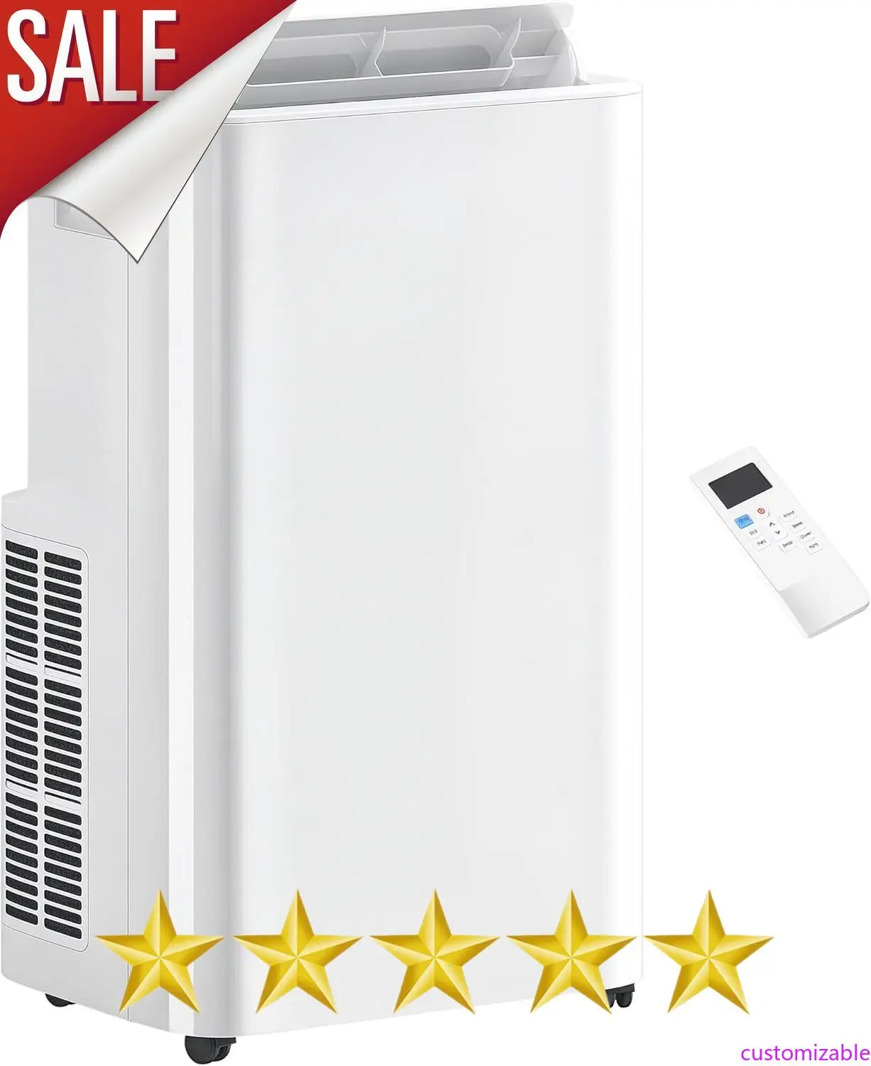 Aire acondicionado portátil personalizable de 12000 BTU con control remoto, unidad de CA independiente con refrigeración integrada, deshumidifi