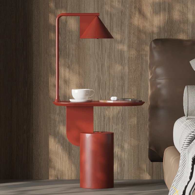 Smart bedside table with floor lamp integrated with socket premium bedside table