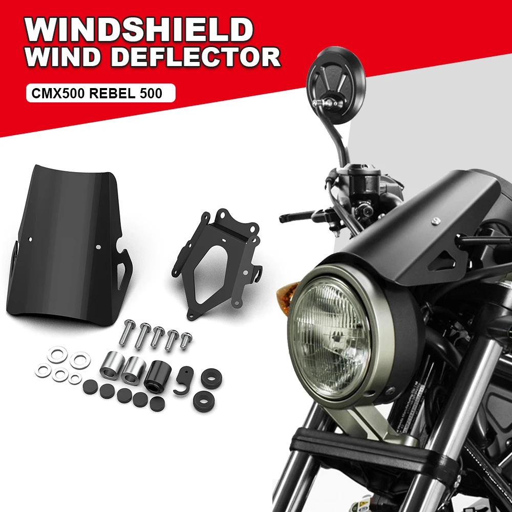 

REBEL500 Motorcycle Windshield Windscreen Wind Deflector For HONDA CMX500 REBEL CMX 500 2017 2018 2019 2020 2021