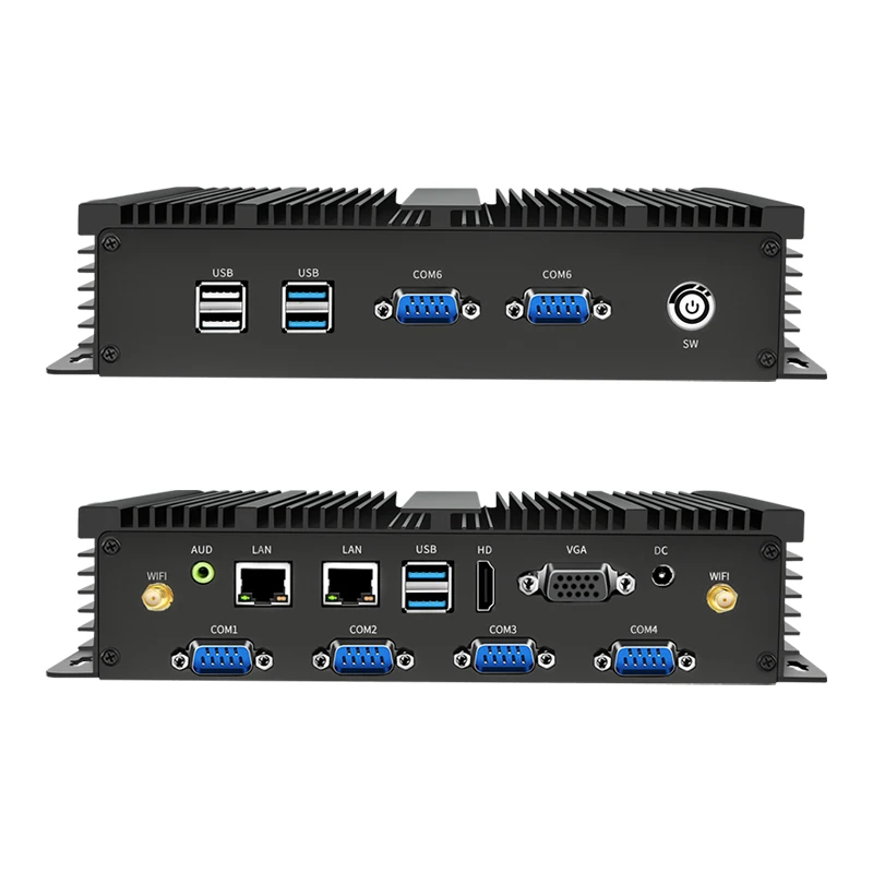 Fanless Mini Pc Core I7 5500u I5 4200u I3 5005u 2955u Industriële Robuuste Computer Dual Lan 2 X Com 6 X Com Hdmi Vga Wifi Win10