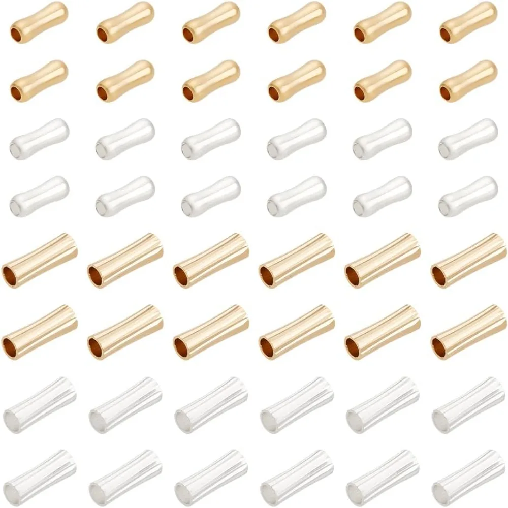 

48Pcs 4 Styles Brass Tube Beads 24K Real Metal Spacer Beads Jewelry Findings for Earring Bracelet Necklace Jewelry