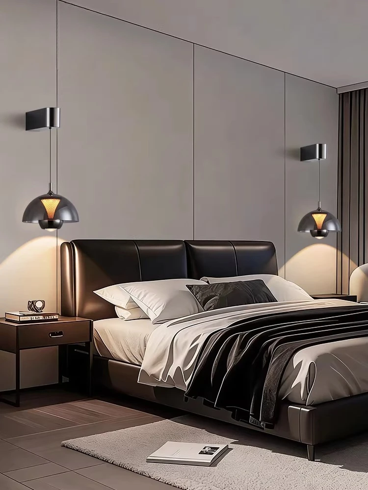 Bedhead lifting wall lamp Italian style light luxury atmosphere grid design flower bud background wall decoration lamp
