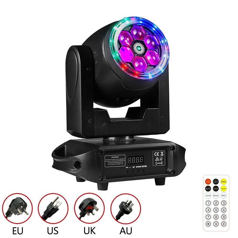 90W Moving Head Light Wide Voltage AC100-240V Master-slave Auto Voice Control Digital Display Professional KTV Show Stage Light