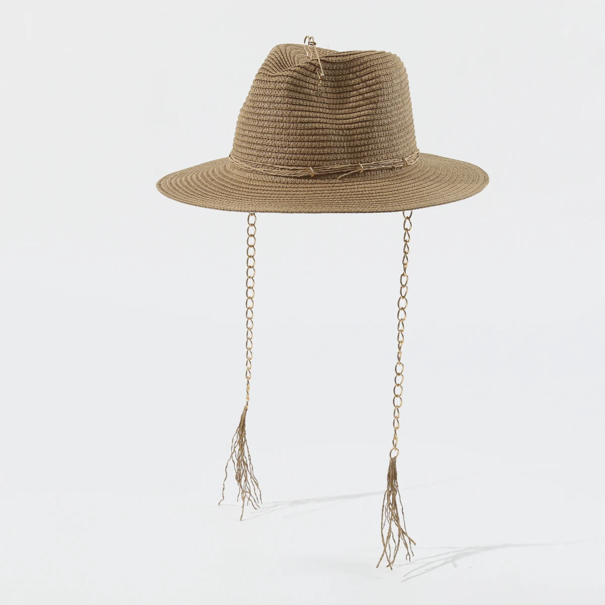 2025 New Designer Handmade Sun Straw Hats With Tassel Chain for Women Fashion Summer Beach Hat Ladies Elegant Protection Hat