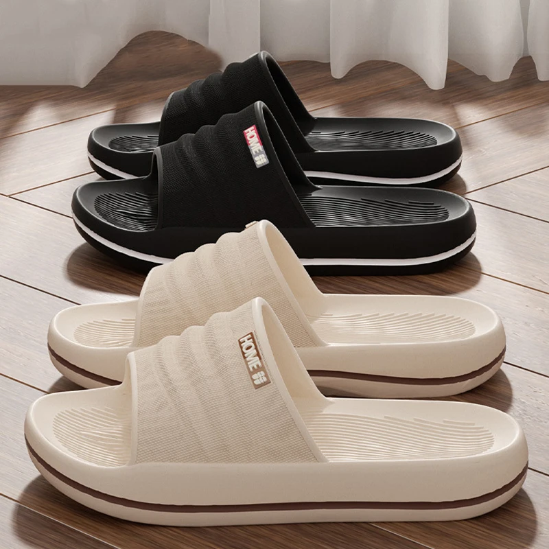 

Летние модные тапочки для мужчин, мягкие противоскользящие шлепанцы для ванной, домашние и уличные сандалии для женщин, пляжная обувь для пар.