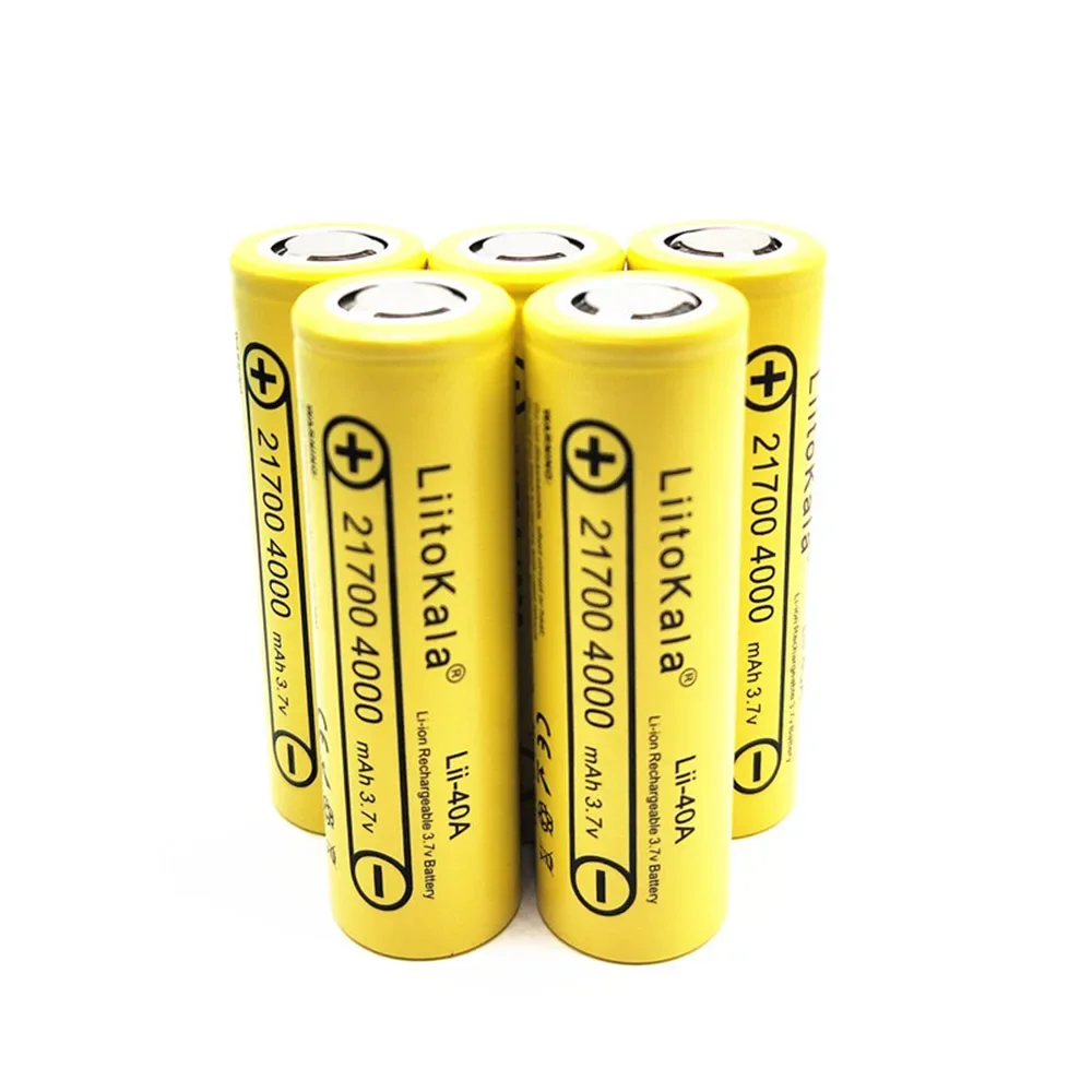 LiitoKala 3.7V 21700 4000 mAh batteria agli ioni di litio Lii-40A batteria ricaricabile da 14.8W con strumento faro per bicicletta elettrica