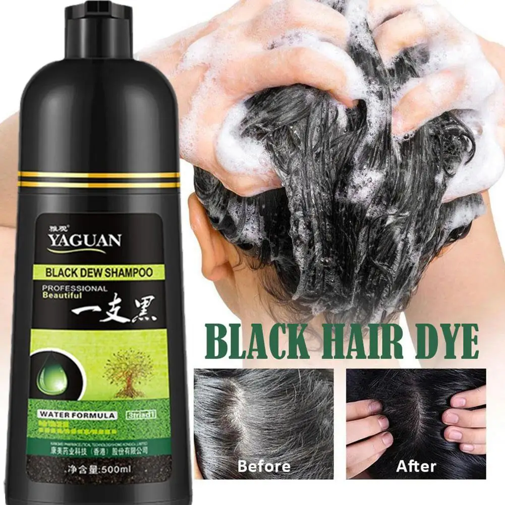 

5 Minutes White Hair Darkening Shampoo Organic Natural Fast Hair Dye Shampoo For Cover Gray Dark Noni Plant Essence 500ml