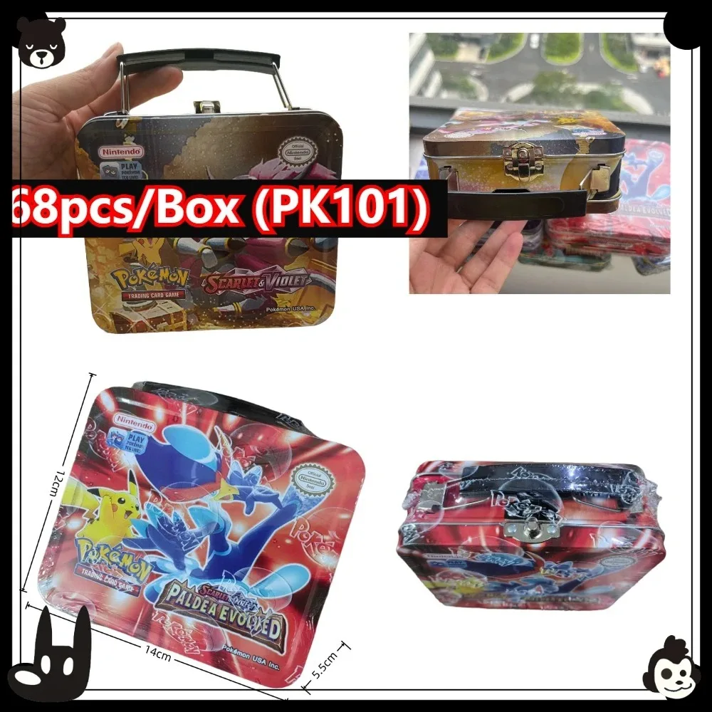New popular boxed iron metal box Pok é mon battle toy with controller Pikachu game anime 68/210 English