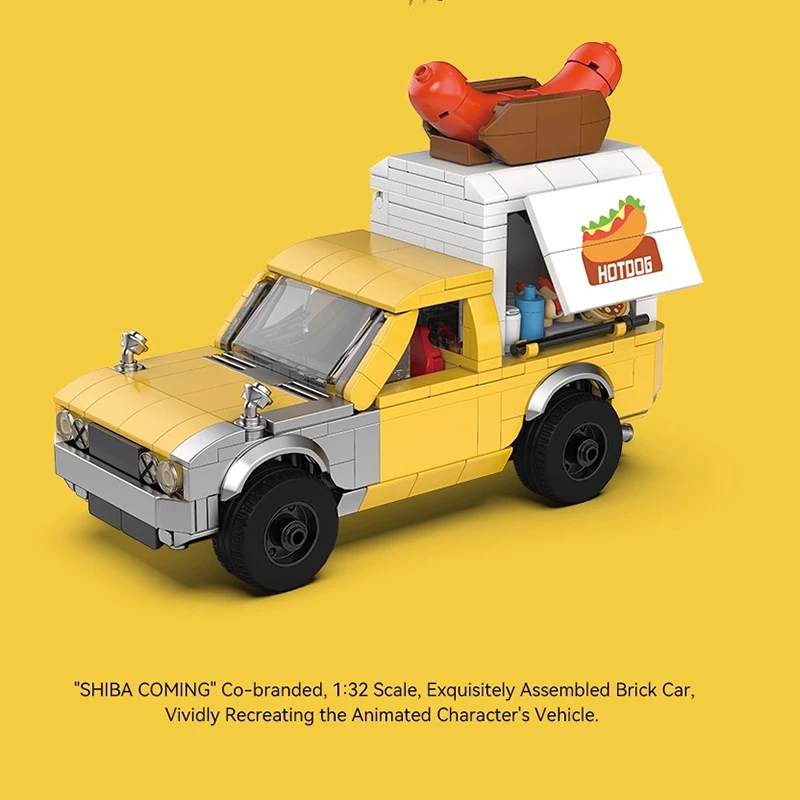 POWERBUILD 1:32 ホットドッグスタンド車両モデルセットビルディングブロック組み立てコレクションおもちゃの車子供の誕生日ギフト PB8858