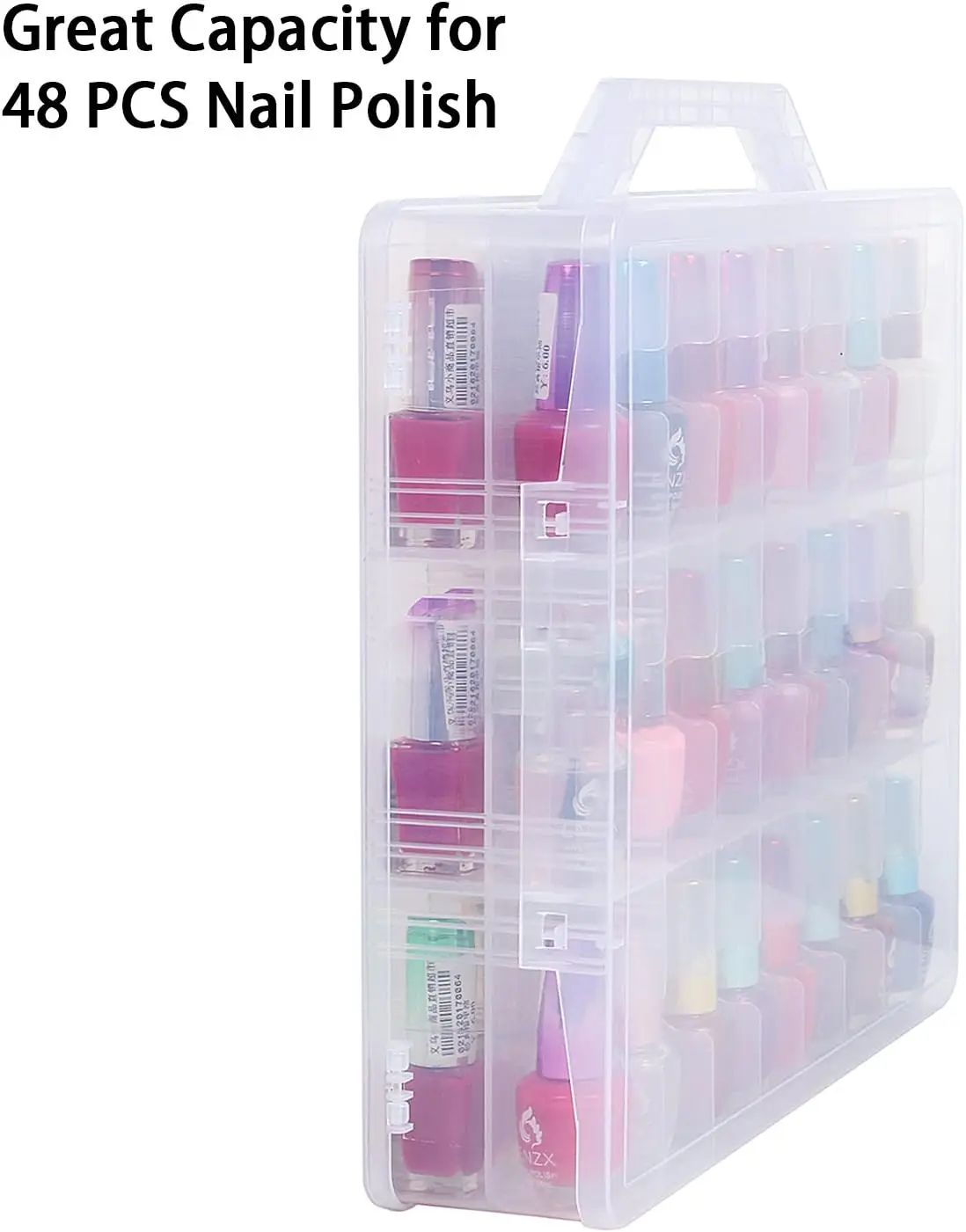 Universal Nail Polish Storage Box Holder Organizer for 48 Bottles Adjustable Dividers Space Saver