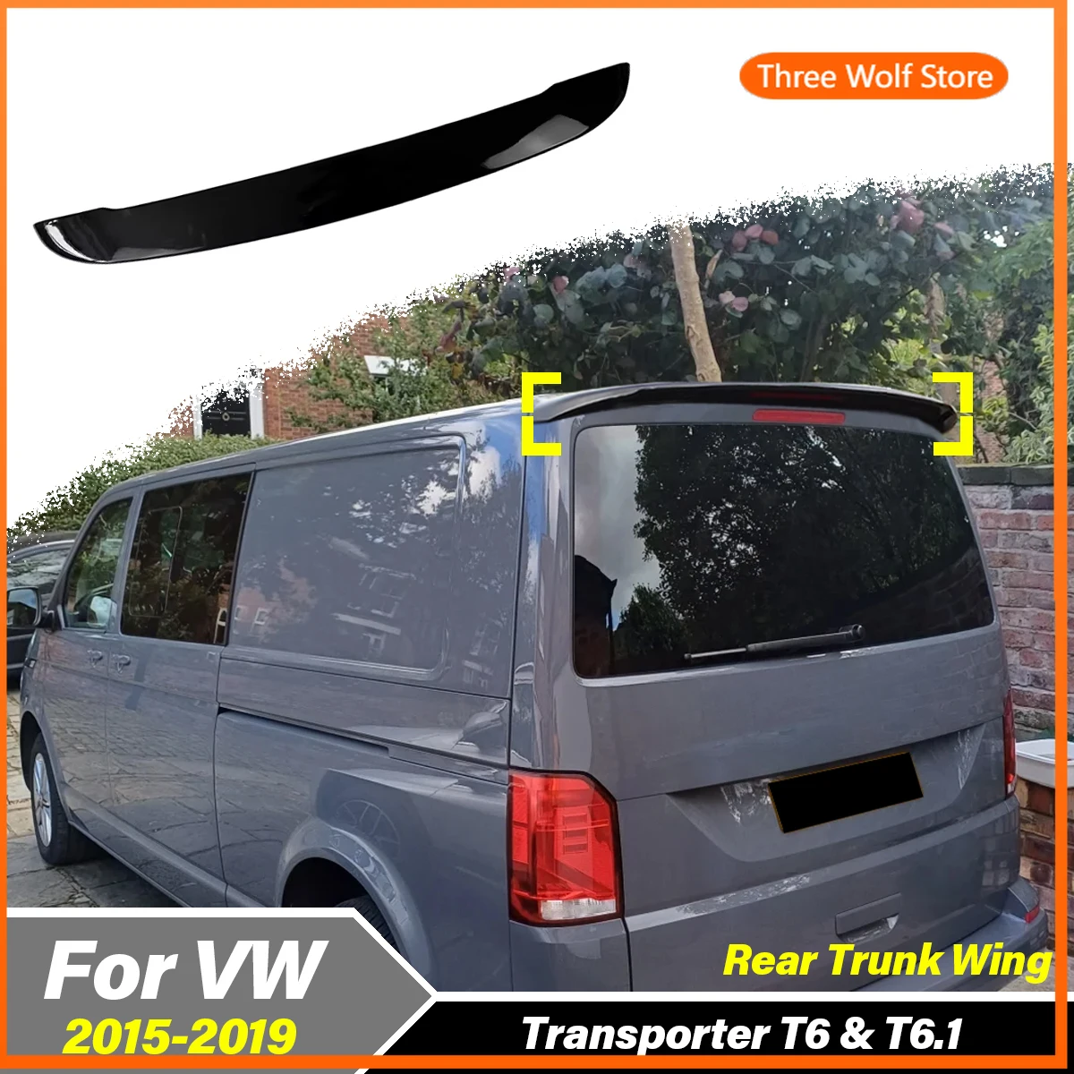 Ajuste Volkswagen VW Transporter T6 y T6.1 2015 2016 2017 2018 2019 ala trasera del maletero tapa del techo labio alerón trasero Kit de carrocería Exterior