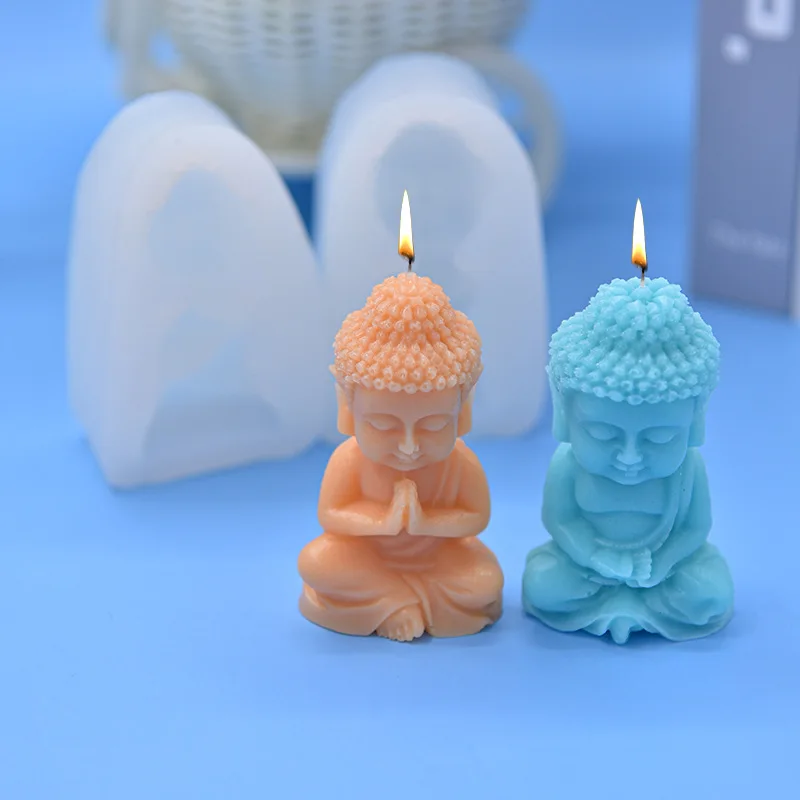 3D Buddha Candle Silicone Mold DIY Meditation Chanting Buddha Statue Plaster Epoxy Resin Casting Tool Hand Soap Ice Making Tool