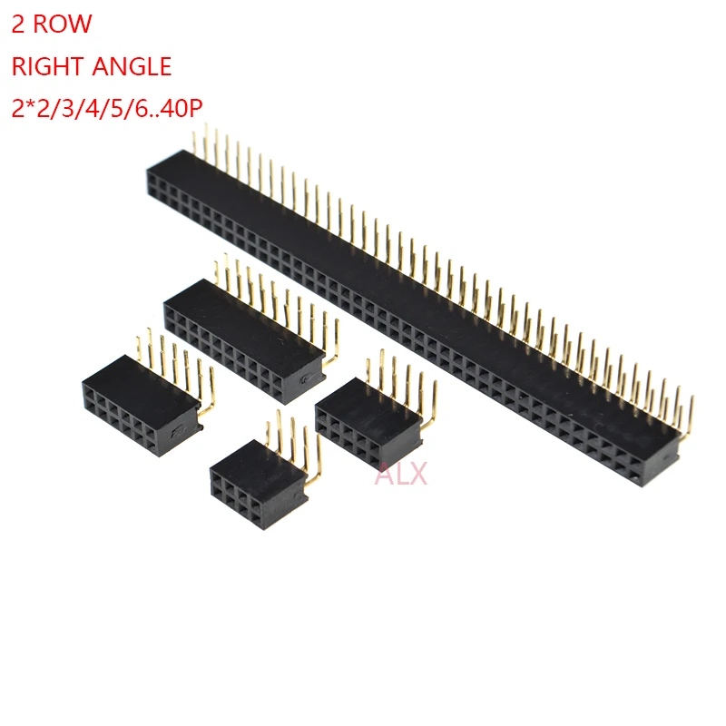 10 sztuk 2*2/3/4/5/6/8/20/40 Pin dwurzędowy kątowy żeński pin Header 2.54mm rozstaw złącze listwy gniazdo 2x3p/4p/6p/8p/20p/40p