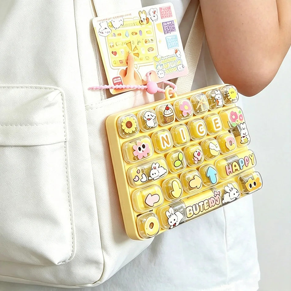 26Grid Keycap Clicker Anti‑Stress Fidget Keyboard Keychain Decompression Button Lovely Bunny Hand Relax Party Favor Gift
