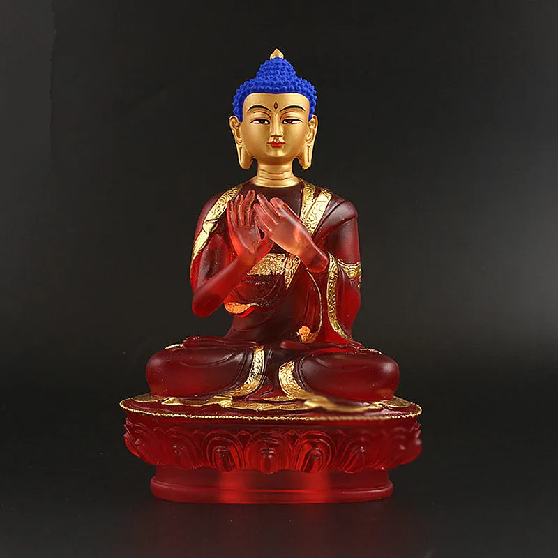 

Delicate 20.5cm Red Color Resin Sound Rulai Buddha Statue,Tibetan Keep Safe Suppliers Home Putting Decorations Figurines