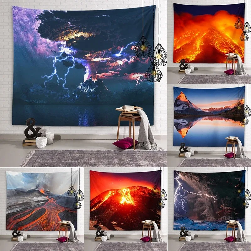 Volcanic eruption lava pattern wall hanging cloth home decoration tapestry room living room bedroom background cloth