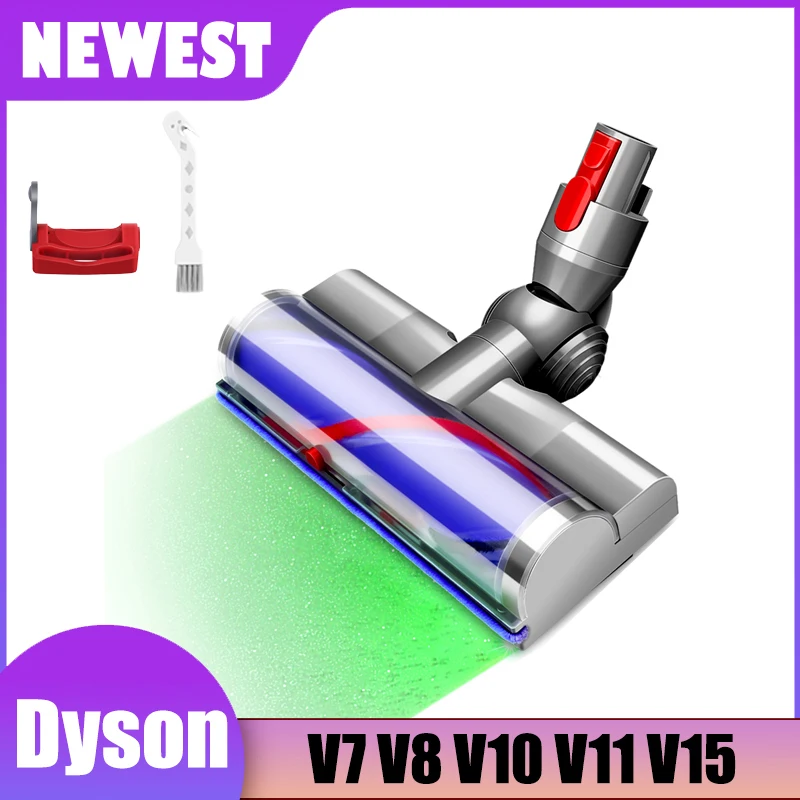 

Direct Drive Floor Nozzle Brush Kit for Dyson V7 V8 V10 V11 V15 Vacuum Cleaner Brush Replacement Green Light Big Roller