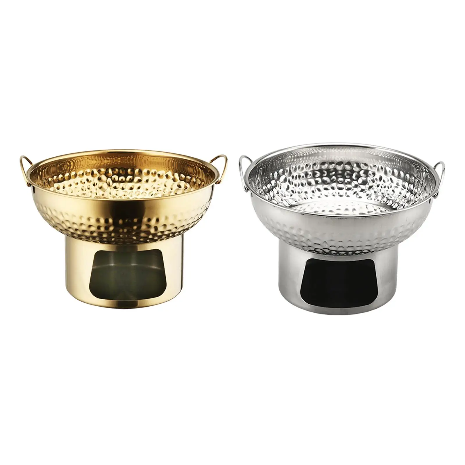 18cm Multipurpose Stainless Steel Pot with Handles for Kitchen, Banquets Multipurpose Sturdy Hammered Texture Portable