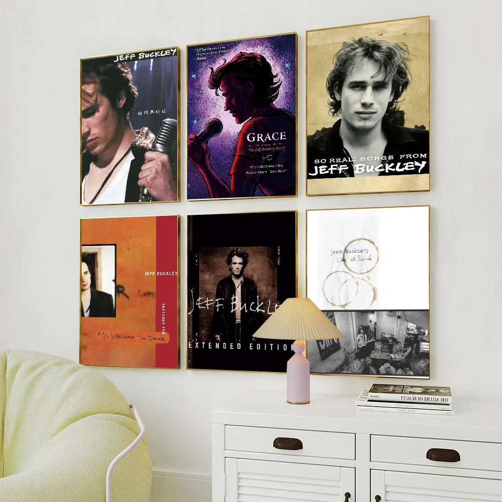 Singer J-Jeff B-Buckley Grace Poster Hot Album Pop Art Wall Painting Stickers Small Decor Aesthetic Bar Coffee House Indoor