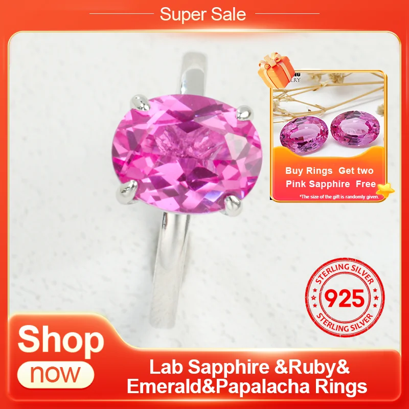 チューピンファッションジュエリーラボ-サファイア＆ルビー＆エメラルド＆パパラチャ-オーバルシェイプ-8-10mm-s925リング-バレンタインデーギフト