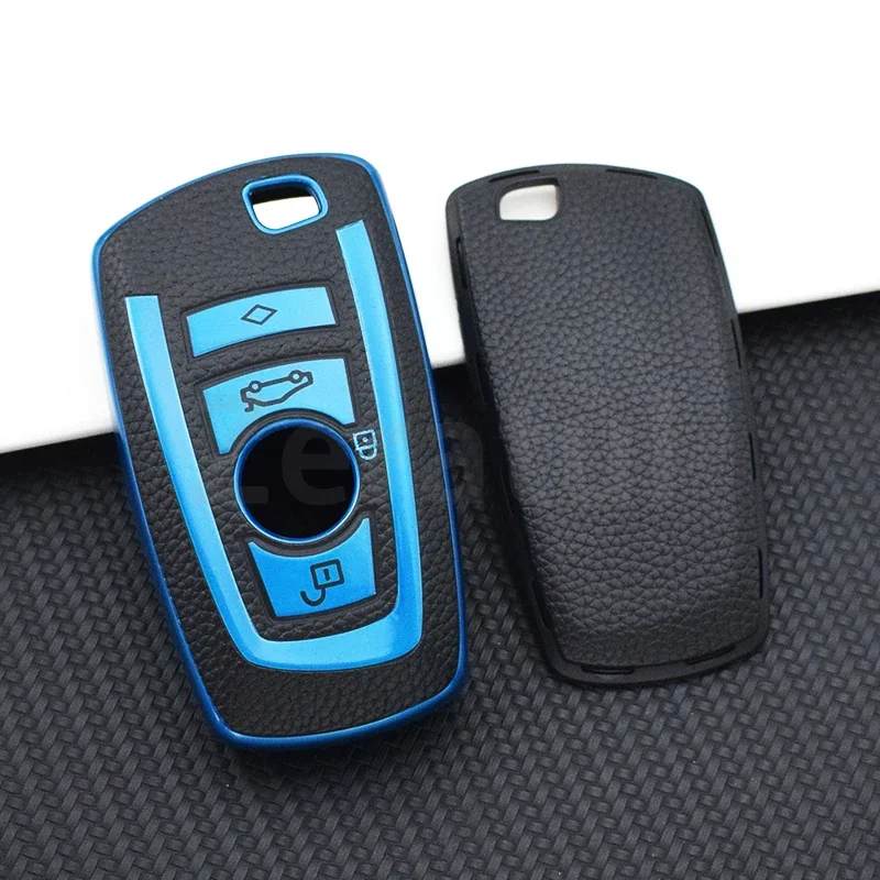ل BMW F20 F30 G20 F31 F34 F10 G30 F11 X3 F25 X4 I3 M3 M4 1 3 5 سلسلة بولي Leather الجلود حامل مفتاح السيارة غطاء قذيفة فوب بدون مفتاح