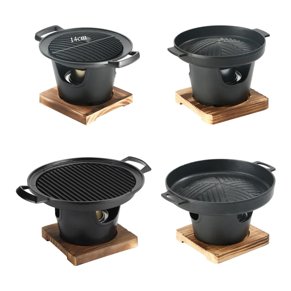 Mini BBQ Grill Tafelblad Draagbare Indoor Grill Draagbare Indoor BBQ Grill Rookloos Houten Frame Aluminium Houtskool Grill Indoor Grill Rookloos Geschikt voor Camping Thuis Barbecue