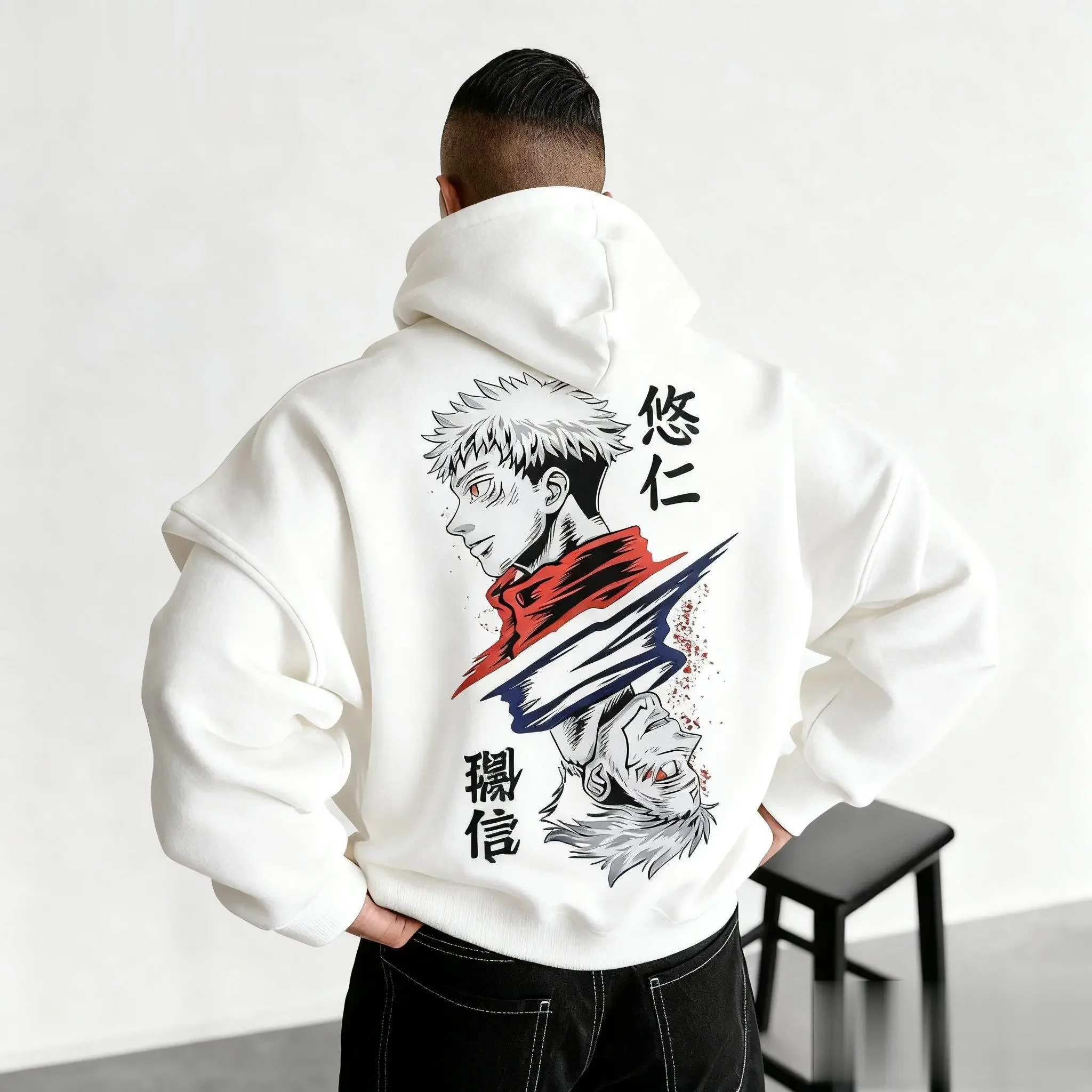 Herbst-Winter Jiu-Jitsu-Wettkampf Anime-Print Hoodie für Herren - Harajuku Y2K Bequemer und Locker Sitzender Sportlicher Pullover – Detail 3
