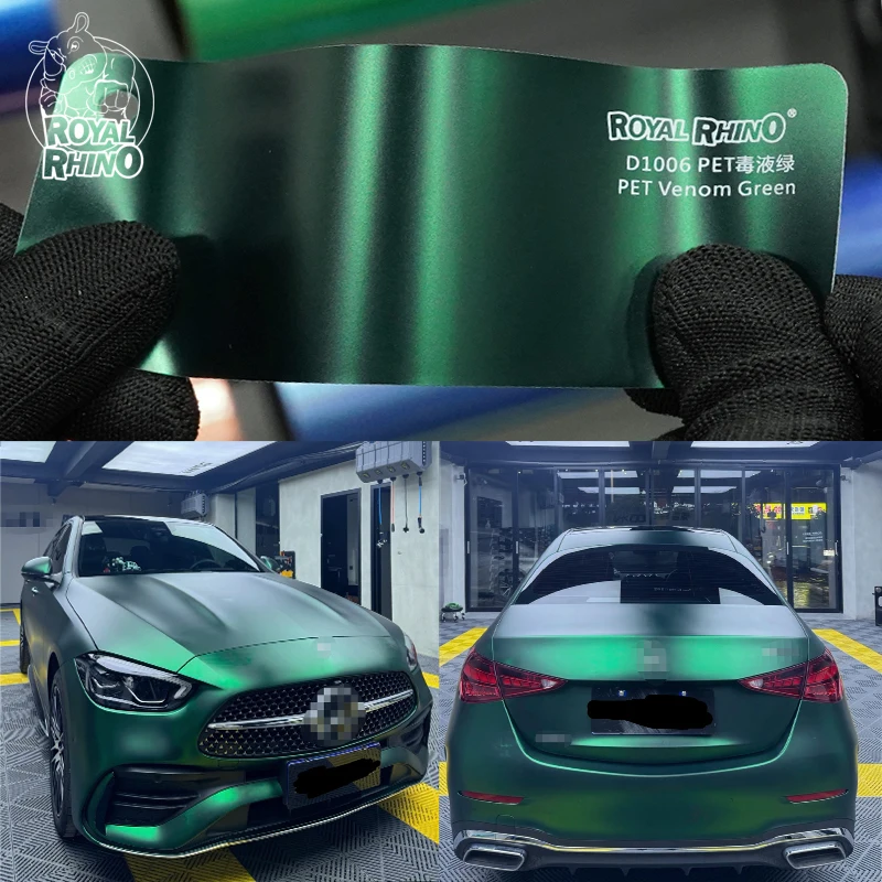 1.52*18M PET Matte Romance Chrome Drak Green Vinyl Wrap Roll Air-Release Self Adhesive Decal Sticker Motorbike Car Wrapping Foil