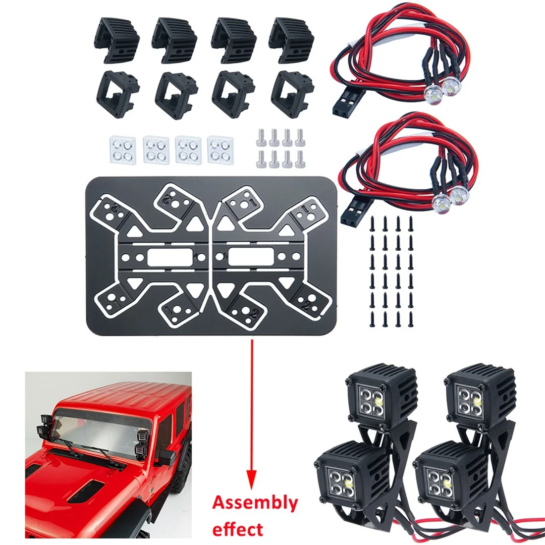 Gemodificeerde koplampspots Auto bovenlichten Bumperverlichting voor AXIALE SCX10 TRX4 TRX6 1/10 RC Crawler Auto, C Zwart