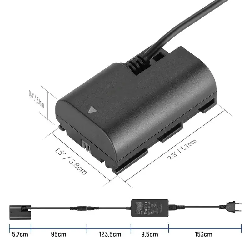 AS95 8V 3A Replacement Dummy Battery Coupler Kit DC Coupler AC Adapter for Canon LP-E6/E6N Cameras US Plug