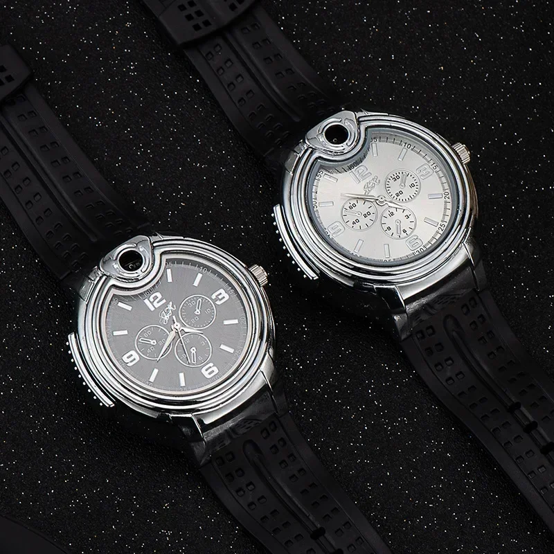 Metal Gas Watch Lighter Refillable Gas Portable Outdoor Windproof Lighter, Fashionable Cool Personality Creative Smoking Gift