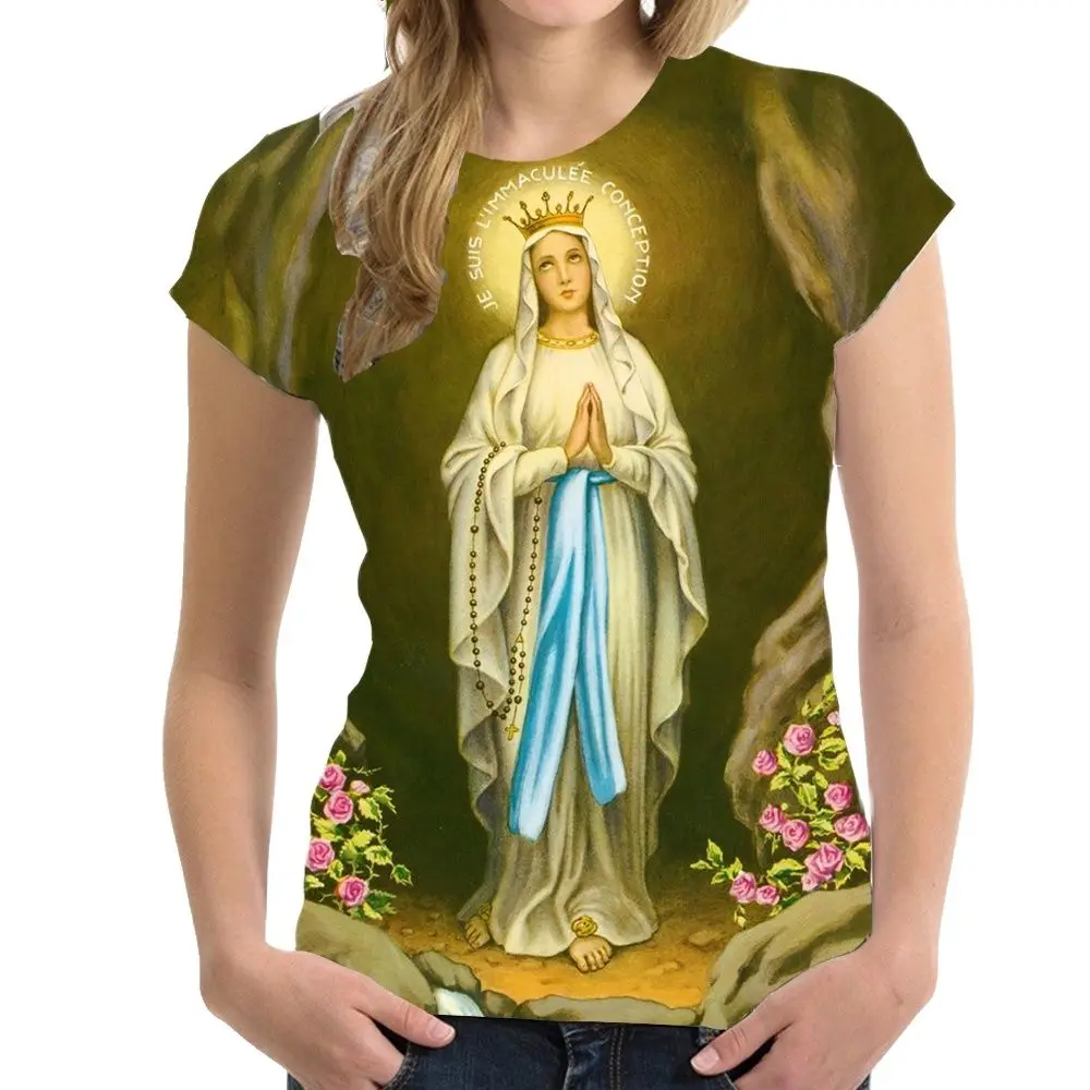 Summer Virgin Mary 3D Print T-shirt Women Man T Shirts Harajuku Streetwear Short Sleeve Tees Unisex Oversized Y2k Tops Clothing