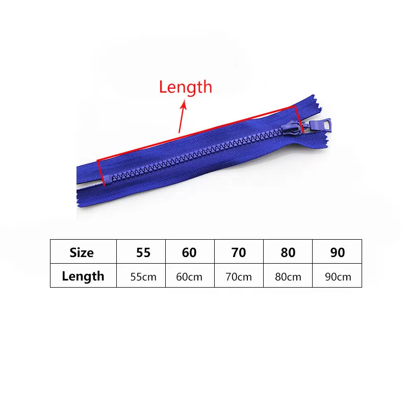 5# Resin Zipper, Single Opening Down Jackets Zipper, 55-90cm Colorful Zippers, Detachable Plastic Zipper, DIY Sewing Accessories