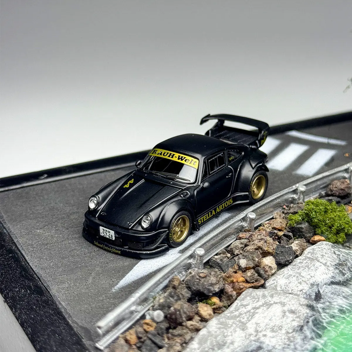 AR Box - Modelo de Coche de Juguete Porsche 930 RWB Stella Artois de Aleación Fundida a Presión a Escala 1:64, Clásico, Nostalgia, Regalo para Adultos, Souvenir, Exhibición Estática