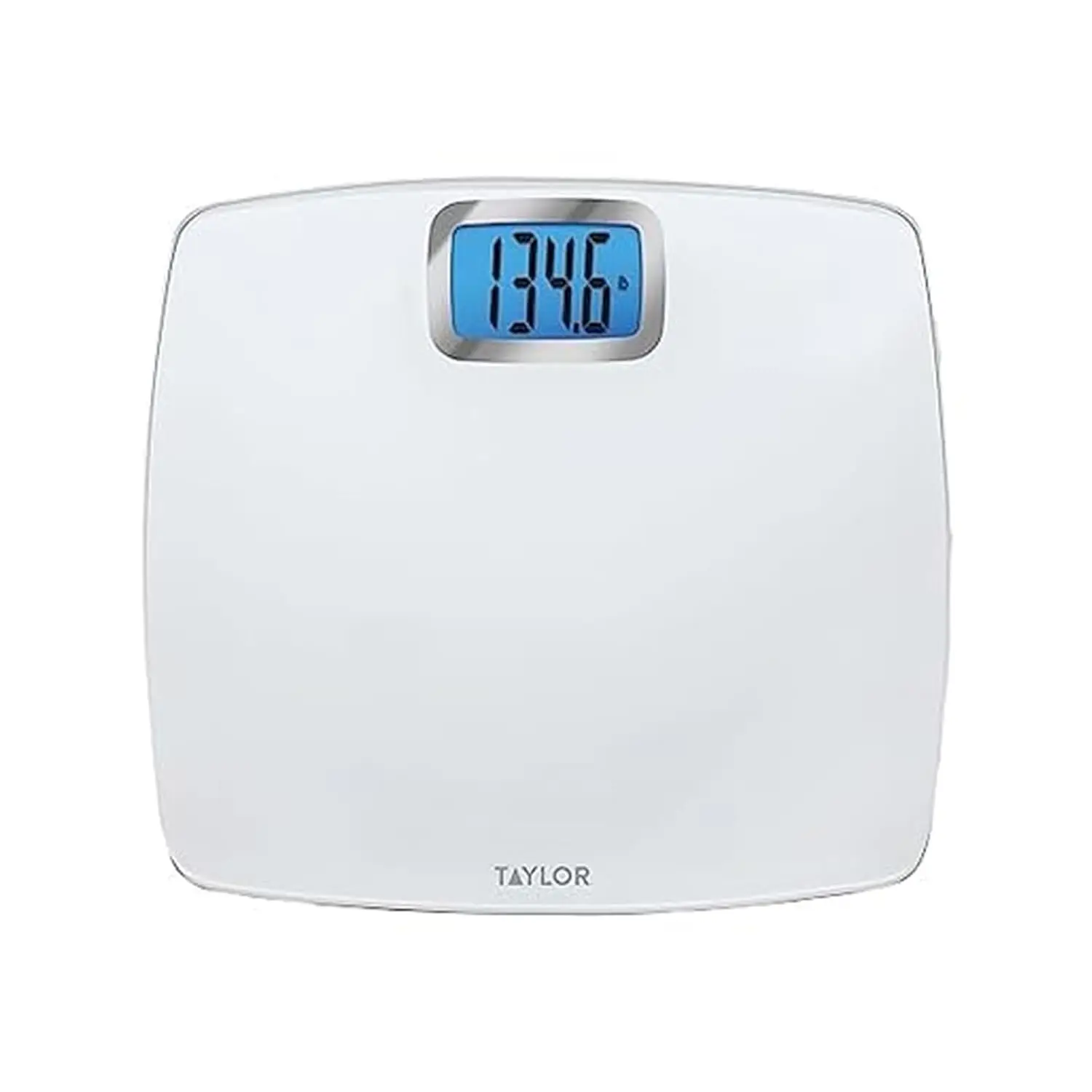 

Digital Body Weight Scale with 440 LB Capacity, Blue LCD Display, Large Glass Platform in White Finish