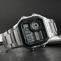 SKMEI 1335 Retro SportsDigital Watch for Men Waterproof Chrono Electronic Mens Wristwatches Stainless Steel Clock Reloj Hombre