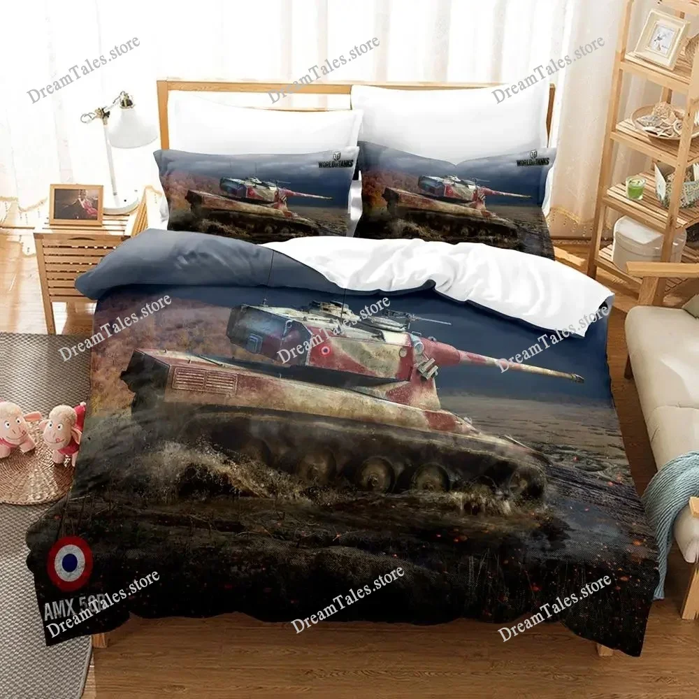 Tank Duvet Cover Set King Size War Theme Bedding Set Dirt Bike Quilt Cover for Kid Boys Men Comfortable Microfiber Quilt Cover36
