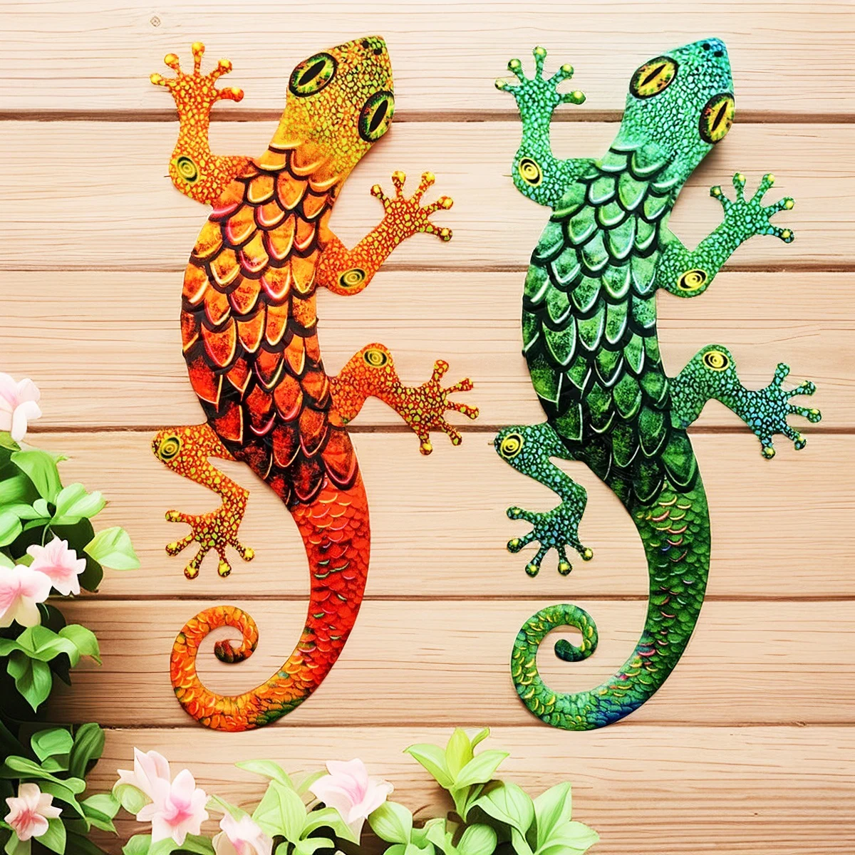 

Large Metal Art Gecko Wall Decor Vibrant Iron Art Lizard Sculptures Gecko Hanging Ornament for Outdoor Home Office Yard Garden