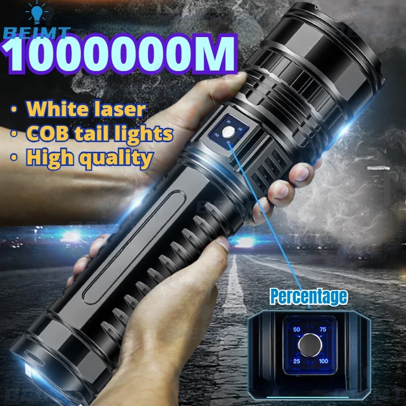 

100000LM Ultra Strong Flashlights Outdoor Long-range Ultra Bright Laser Flashlight Laser Cannon Hernia Lamp Extra Long Range