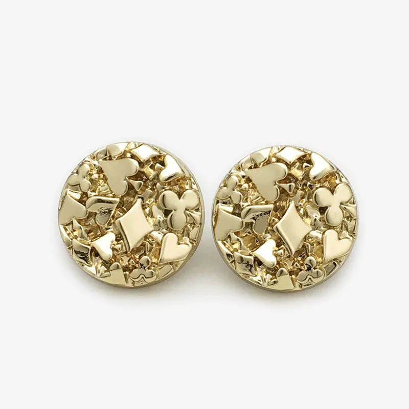 Metal Shank Buttons High Shank Round 3D Heart Concave Convex Buttons Fashion Designer Coat Blazer Sewing Buttons New
