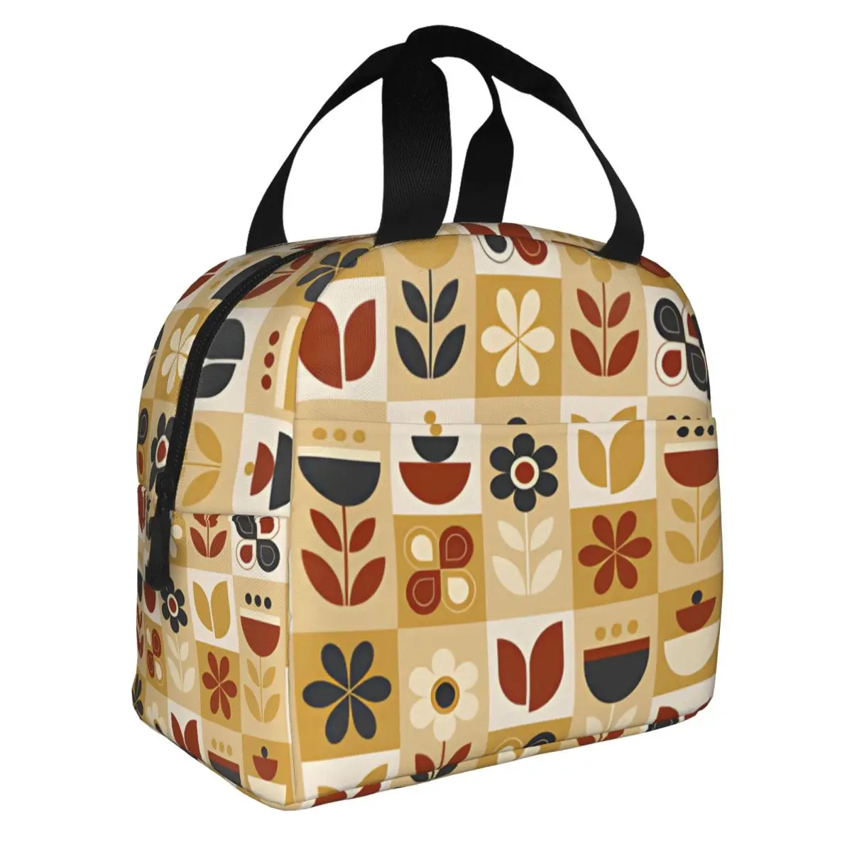 Custom Orla Kiely Flower Scandinavian Geometric Style Lunch Bag Women Warm Cooler Insulated Lunch Boxes for Children School