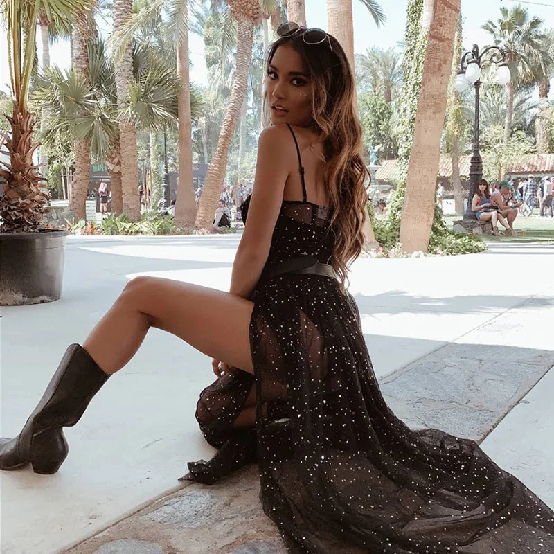 Festival Rave Outfits Women Dress Boho Mesh Cover Up Clothing Beach Robe  Long Femme Vestido Mujer Maxi Sexy Party Summer Dresses - AliExpress  200000345