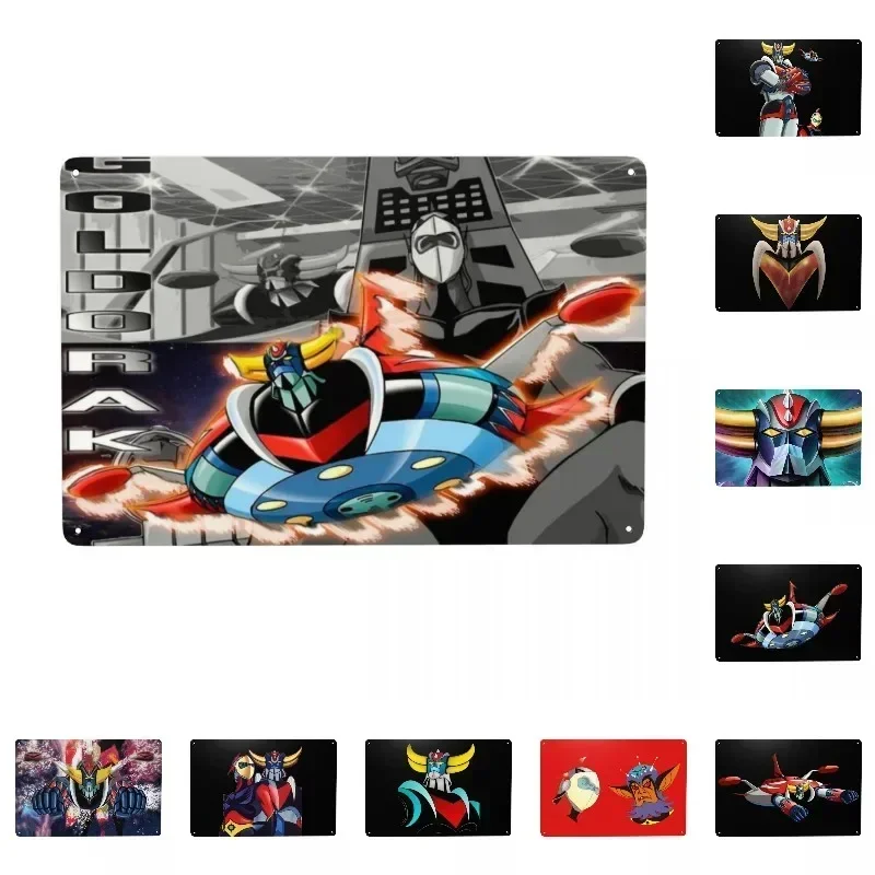 Goldrake Goldorak Anime Mazinger Z Metal Tin Sign Rectangle UFO Robot Grendizer Signs Plaque Bar Cafe Restaurant Wall Art Decor