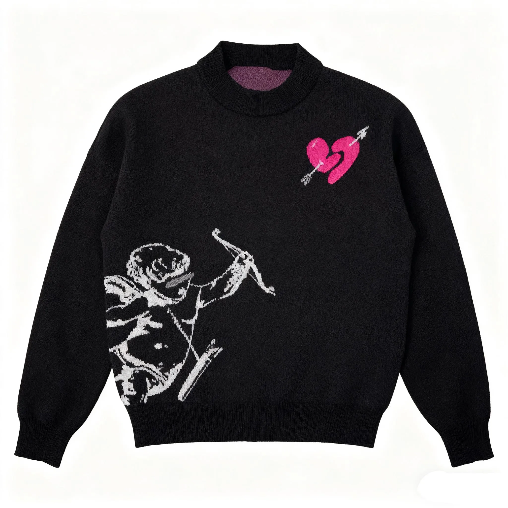 

Harajuku Трансграничный осенне-зимний тренд с круглым вырезом, свободный свитер с длинными рукавами и вышивкой в стиле аниме, оптовая продажа