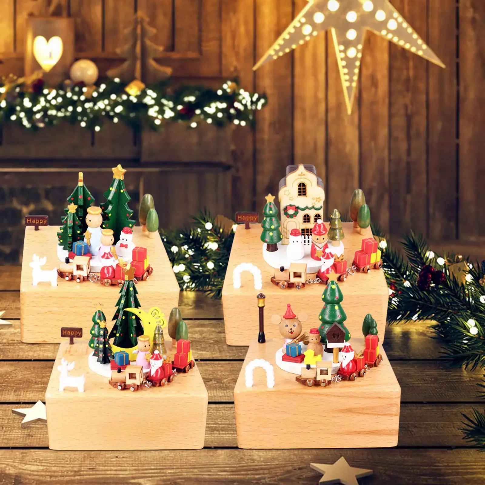 صندوق الموسيقى الميكانيكي لعيد الميلاد تحت عنوان زخرفة إبداعية دوارة يختتم الموسيقية