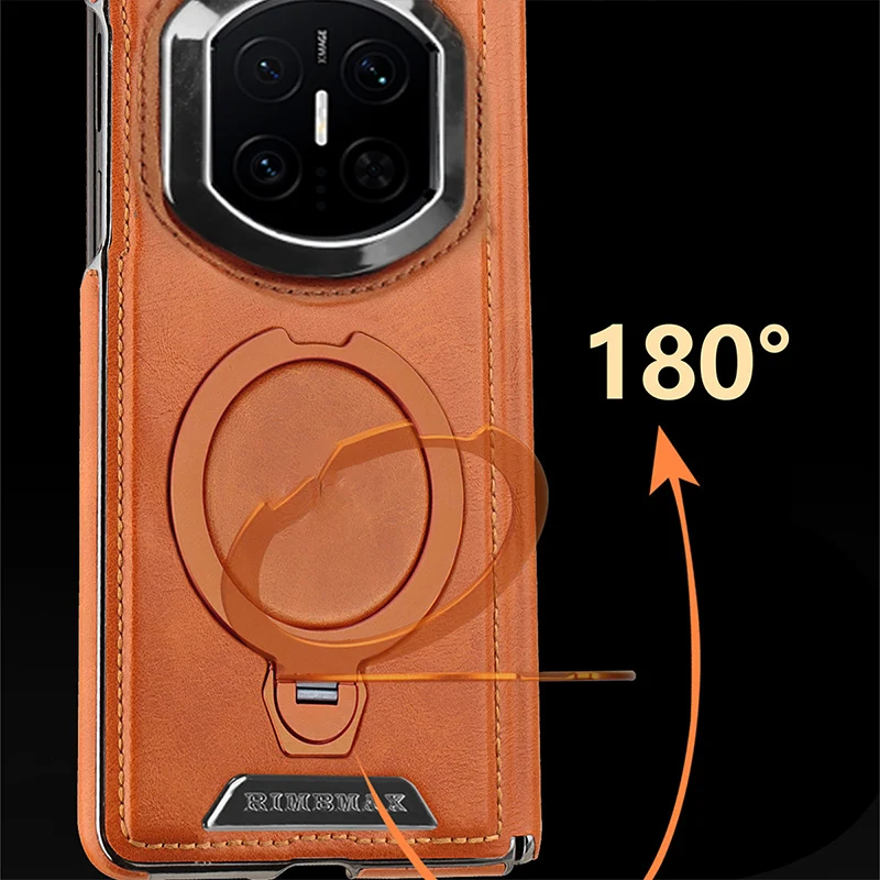 Magnetic Rotating Metal Bracket Leather Phone Case,For Huawei Mate X7 Mate X6 Mate X5 Wireless Charging Protective Case view 4